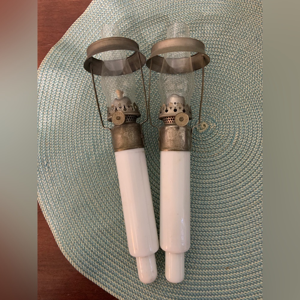 Vintage 1894 candlestick peg lamps